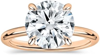 Round Lab Grown White Diamond Classic Solitaire Engagement Ring for Women in 10K Solid Gold