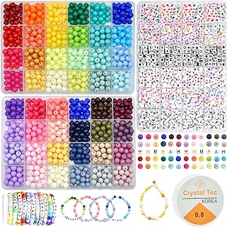 KOTHER Acrylic 2500PCS Friendship Bracelet Kit in Rainbow Colors with Letter Beads, 8mm Round Beads for Children’s Jewelry Making, Arts & Crafts