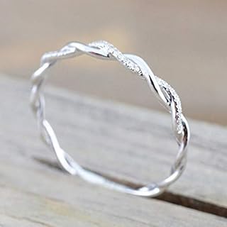925 Sterling Silver Stack Twisted Ring Twist Ring Stackable CZ Crystal Rings Wedding Party Women Matching Ring