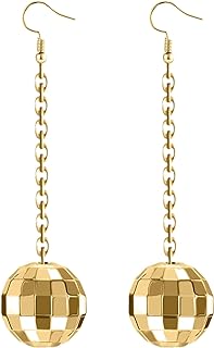 Rave Envy Disco Ball Earrings for Women - 70's Halloween Earrings Women's Costume Accessories - Choice of Color