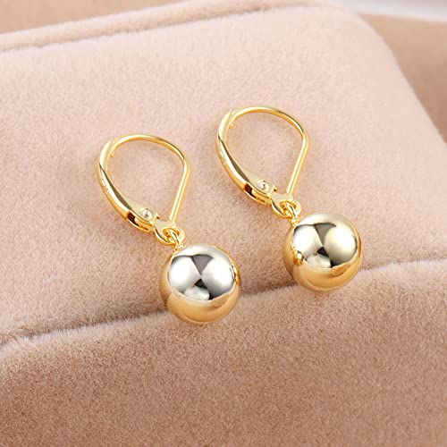 Sterling Silver Drop Ball Earrings for Women Girls Leverback Dangle Drop Earrings Fashion Hypoallergenic Jewelry