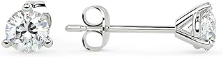 1/2 to 4 Carat Lab Grown Diamond Round Stud Earrings for Women I 14k Gold Earrings (G-H, VS1-VS2, cttw) 3-Prong Martini Set Brilliant Cut Diamond Earrings Push Back Studs by Carbon Atelier