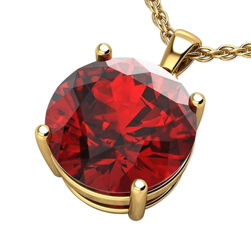 Women's 925 Sterling Silver 14K White & Yellow Gold Necklace Round Gemstone Jewelry with Hanging Pendant Prong Setting 18" Rhodium Plated Loose Rope Chain Wedding Party Gift