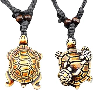 HUNO Cute Sea Turtles Tortoises Pendant Necklaces Rope Chain Resin Handmade Jewelry For Mens Boys Women Girls