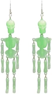 Spooky Ladies Snap-Back, Dangle Design, Plastic/Resin Skeleton Earrings for Halloween Fun