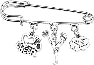 FEELMEM Cheer Charm Safety Pin Brooch Cheer Cheerleading Jewelry Pin Brooch Gift for Cheerleader Cheer Teams Cheer Coaches