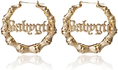 Large Babygirl Bamboo Joint Hoop Earrings - Hollow Out Hoops with 80s 90s Fashion Style for Party