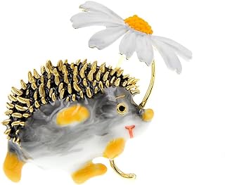 Cute Hedgehog Brooch Lovely Hedgehogs Holding Daisy Flower Brooches for Women Animal Jewelry Accessories Dress Clothing Decoration Lapel Pins Cartoon Gifts for Girls Birthday