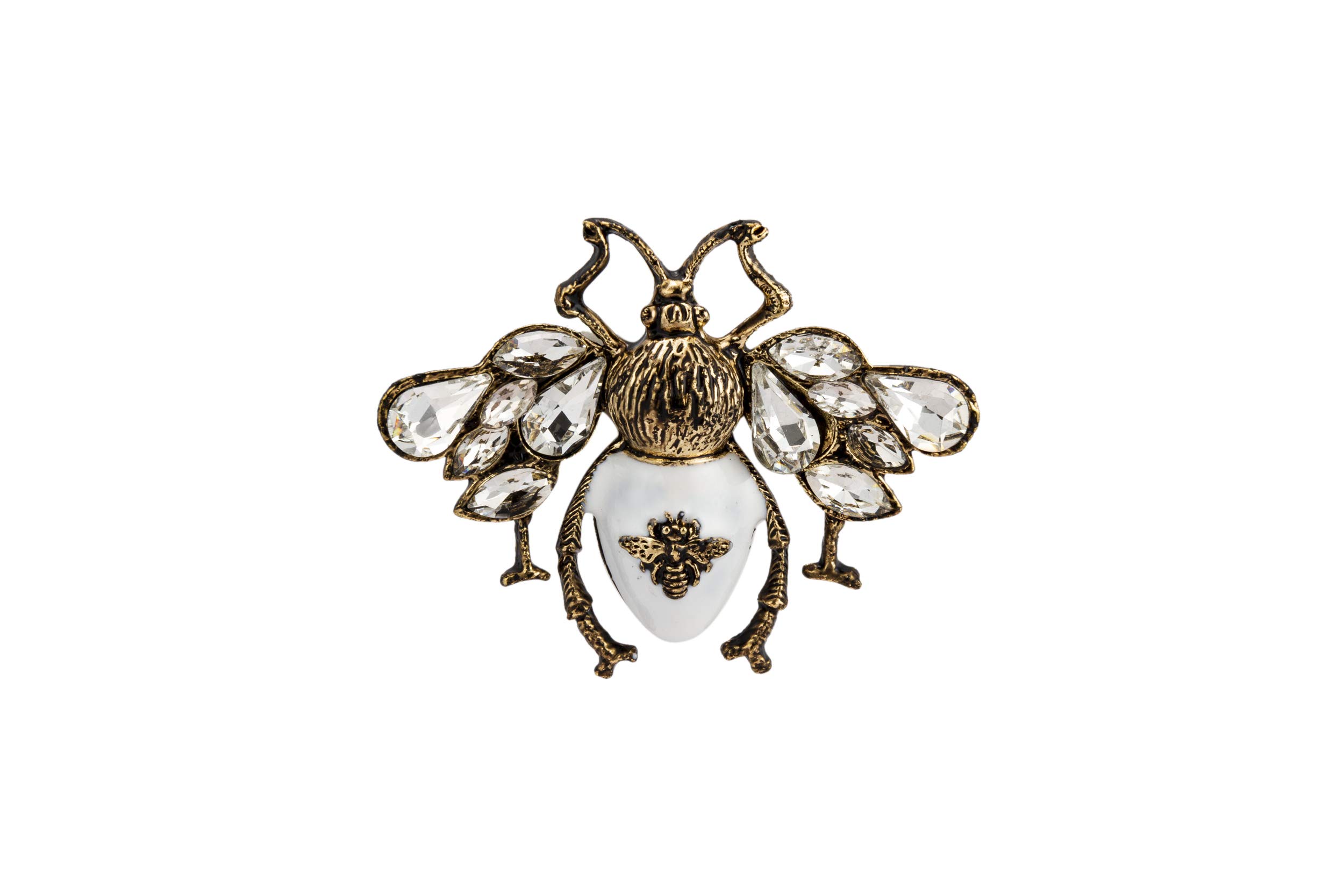 Knighthood White and Matte Gold Bee With Stone Champagne Stone MultiColour Owl Brooch