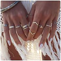CSIYANJRY99 6-16 PCS Knuckle Stacking Rings for Women Teen Girls,Boho Vintage Finger Rings Stackable Gold Silver Midi Rings Set Multiple Rings Pack Size 5-10