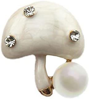 Lovely Mushroom Lapel Brooch Pin Rhinestone Faux Pearl Clip Sweater Badge Hat Scarves Dress Suit Corsages Brooches Pins Elegant Birthday Jewelry Gifts for Women Girls Men Bff