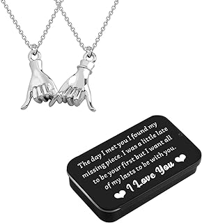 Lobster Clasp Stainless Steel Couple Pendant Necklace with Nagem Gem for Boyfriend/Girlfriend, Engraved Pinky Promise Design