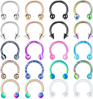 Mayhoop 16G Stainless Steel Horseshoe Nose Septum Rings Piercing Jewelry Cartilage Helix Tragus Earring Hoop Lip Horseshoe Piercing Retainer for Women Men 6mm 8mm 10mm