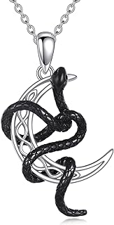 Sterling Silver Beaded Snake Necklace with Rolo Chain for Women - Unique Celtic Animal Pendant Design by POPLYKE