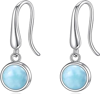 Sterling Silver Larimar Dangle Earrings with French Wire Back Finding for Women and Teen Girls