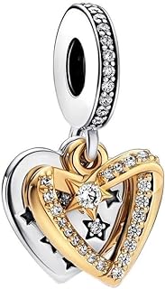 Luxury Pandora Shooting Star Hearts Charm Bracelet with Sterling Silver Chain and Cubic Zirconia Gems - Perfect Mother's Day Gift