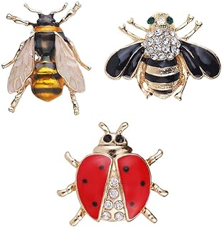 3Pcs Wasp Bee ladybug Brooches Pins Insect Animal Honey Bee Beetle Lapel Pin Badges for Women Girls Scarf Suit Clip Pins Set