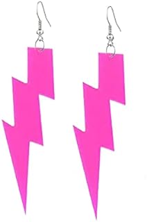 RUIZHEN Multicolor 80s Neon Earrings Acrylic Exaggerated Women Lightning Bolt Dangle Earrings Halloween Jewelry 80's Party