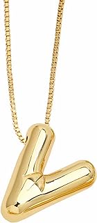 "Gold Bubble Letter Initial Necklace for Women - 14K Gold Plated Personalized Name Pendant Chain - Stylish Bubble Letter Necklace - Ideal Holiday Gift"