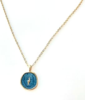 Women's Gold Enamel Pendant Necklace with Durable Cable Chain Design for Everyday Elegance