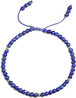 Jewever Gemstone Foot Anklet Bracelet for Women Beaded Stone Healing Energy Crystal Beach Foot Jewelry Adjustable(8.5-10 Inches)