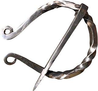 Medieval Hand - Forged Penannular Iron Brooch Fibula, Norse Cloak, Scarf-Shawl Pin, Cloak Clasp, Celtic, Renaissance Viking Age Jewelry Halloween Costume