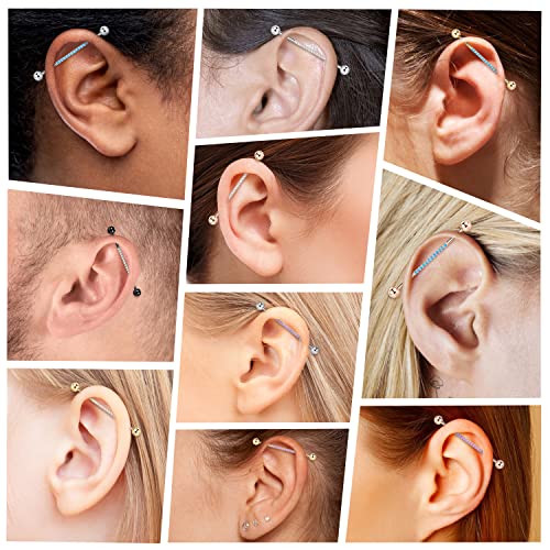 14G Industrial Piercing Jewelry Surgical Steel Industrial Barbell Industrial Bars Industrial Earrings Conch Helix Cartilage Piecing Jewelry 1 1/2 Inch 38mm