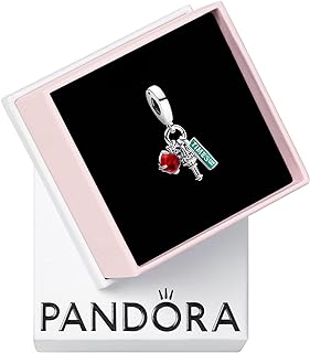 Pandora NYC Apple, Torch & Street Sign Triple Dangle Charm - Compatible Moments - Gift for Her - Sterling Silver with Murano Glass & Enamel - With Gift Box