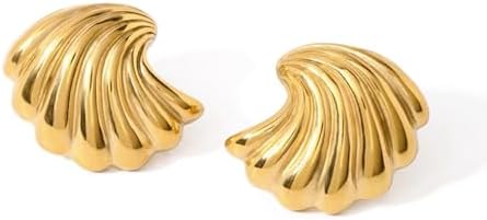 Vintage 14K Gold-Plated Drop Earrings with Shell Wings Design for Women and Girls, Lightweight and Hypoallergenic, Push Back Findings, A Perfect Gift for Holidays and Birthdays