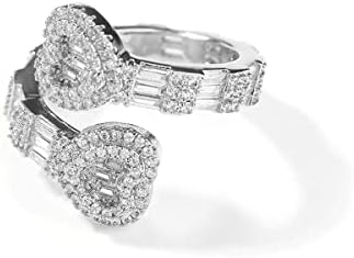 Jacruces Gold Heart Rings for Women Bling Iced Out Rings Cubic Zirconia Diamond Ring Men Women Rhinestone Ring Engagement Wedding Promise Ring for Her Hip Hop Jewelry