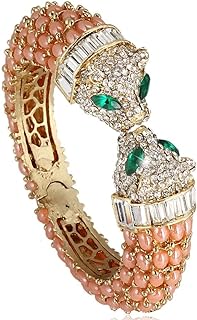 EVER FAITH Glamorous Austrian Crystal Leopard Bangle Bracelet, Gold-Tone Alloy with Box Chain, No Clasp Design - Perfect Stylish Accessory for Any Outfit