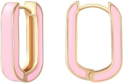 18K Gold Plated Colorful Enamel Huggie Hoop Earrings for Women - Copper Material, Hypoallergenic Design with Stylish Appeal - Perfect Jewelry Gift