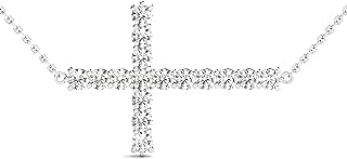 Religious Diamond Necklace for Women with Lab-Grown Diamond Pendant in 14K Real Gold with Adjustable 16-18" Chain Color E-F, Clarity VS1-VS2