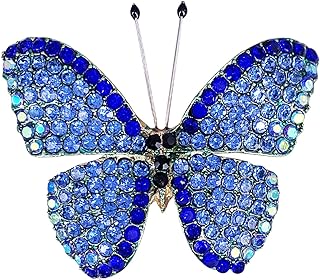 SELOVO Butterfly Crystal Brooch Pin Jewelry Rhinestone Gold Tone