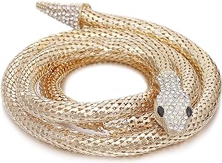 LUREME Flexible Bendable Snake Necklace, Adjustable Snake Collar Choker Necklace, Snake Waist Chain for Women (nl006311)