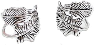 Vintage Engraving Leaf Ear Cuff Earrings for Women Man Antique Silver Plant Punk Non Piercing Huggie Ear Cuffs Fashion Clip on Wrap Cartilage Fake Helix Conch Earring Hypoallergenic Jewelry Gifts