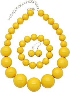 Women's Chunky Large Simulated Pearl Statement Necklace, Bracelet, Earring Set
