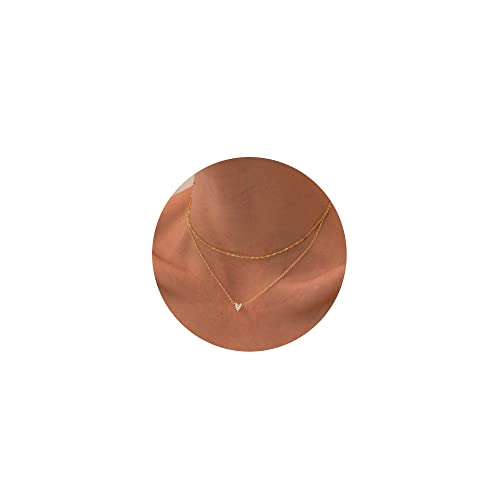 Cute Heart Necklace Tiny 14k Gold Heart Pendant Choker Necklaces Small Gold Love Open Heart Chain Necklace for Women Dainty Gold Necklace Gifts for Her