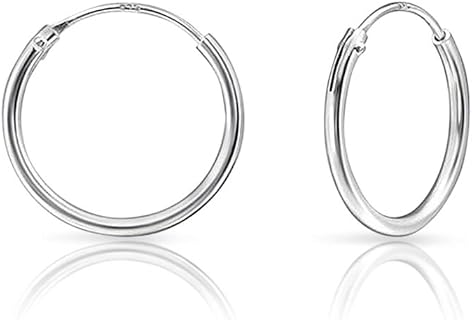 DTPsilver Créoles en Argent 925 Poinçonnées 1.2 mm d'Épaisseur et 16 mm de Diamètre pour Femme et Homme, Avec un Design Classique et Élégant, Idéales pour un Look Chic Quotidien