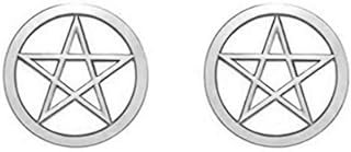 RUIZHEN Stainless Steel Supernatural Star Pentagram Pentacle Stud Earrings Wicca Pagan Jewelry