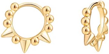French Clip Brass Spike Hoop Earrings - Hypoallergenic 14K Gold Plated Jewelry for Women - Chic & Timeless Minimalist Design