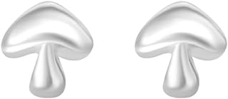 20g Mushroom Mini Huggie Stud Earrings for Women Little Girls Dainty Minimalist Cute 925 Sterling Silver Tiny Cartilage Tragus Screw Back Hypoallergenic Sleeper Small Studs for Daughter Bff Her Birthday