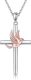 MONGAS Sterling Silver Women's Cross Necklace, Spiritual Conformation Jewelry Gift, Hypoallergenic with Elegant Crisscross Chain