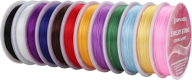 12 Color Stretch Bead Cord 1mm Elastic String for Bracelet Jewelry Making Beading Thread,Bead Bracelets String,Necklace Rope Cord(13Yards/ Roll, Total 157Yards)