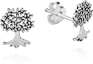 AeraVida Lovely Nature Inspired Tree in .925 Sterling Silver Post Stud Earrings for Tree of Life and Conservation Inspired Fashion Accessories with a Cute and Trendy Vibe