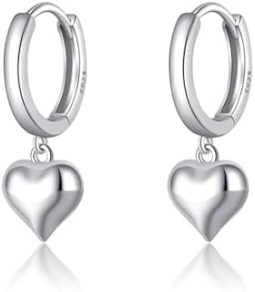 SLUYNZ Solid 925 Sterling Silver 8MM Fat Heart Hoop Earrings for Women Teen Girls Sweet Love Hoop Earrings Huggie
