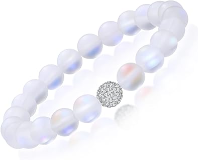 Double Beaded Stretch Bracelet with Braided Chain and Zirconia Gems for Women - Anxiety Relief Design