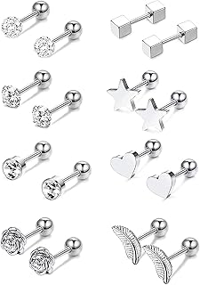 Juego de Pendientes Piercing de Cartílago de KALVICA con Hipoalergénicos de Acero Quirúrgico, Tamaño Perfecto y Diseño Geométrico, Ideal para Mujeres y Hombres en el Uso Diario