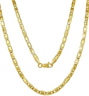 14K Gold Necklaces For Women Trendy 2.3mm 2.8mm 3.6mm 4.4mm 5.2mm Yellow Real Gold Valentino Mirror Chain Polished Links Men's 14K Gold Chain Necklace with Lobster Clasp 16" 18" 20" 22" 24"