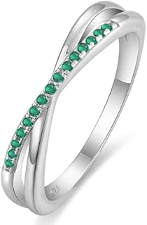 925 Sterling Silver X Criss Eternity Band Ring, Created Amethyst Stackable Ring for Women, Classic Wedding or Everyday Jewelry, Size 6